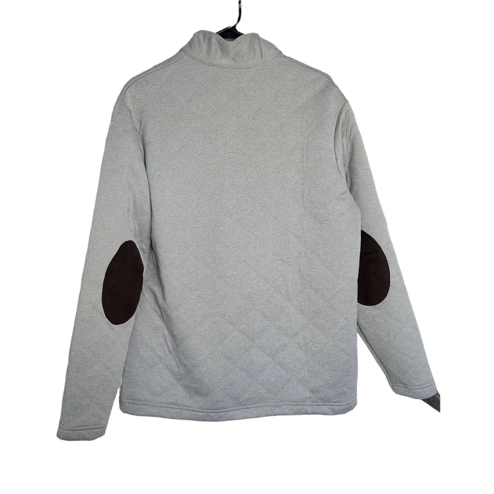 Cremieux Classics Gray Quilted Faux Suede Patch 1/4 Pullover Men Sz M - Picture 4 of 8